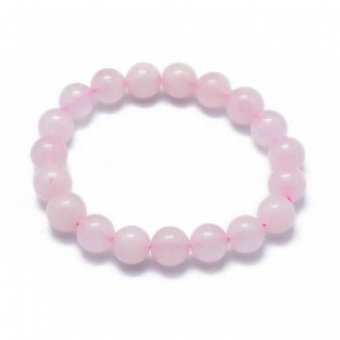 Bratara elastica din pietre semipretioase de 6 mm - cuart roz
